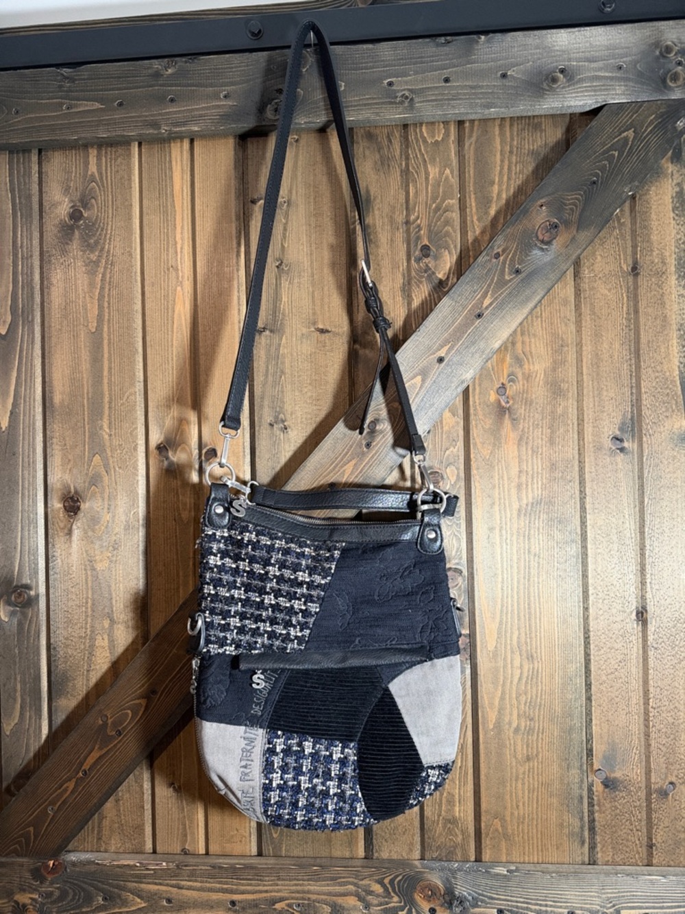 Desigual Patchwork Crossbody Bag in Black and Gray